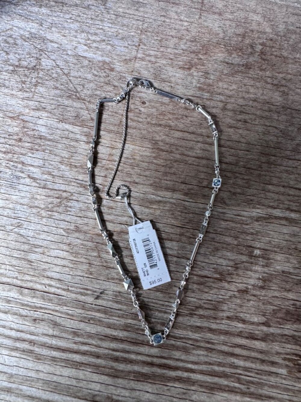 Kendra Scott Rhett Necklace Womens Silver Rhodium Blue Crystal Pendant NWT - Picture 3 of 6